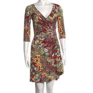 Just Cavalli Green Pattern Print Mini Dress